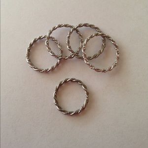 Vintage Silver tone rings with twist
